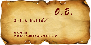 Orlik Balló névjegykártya